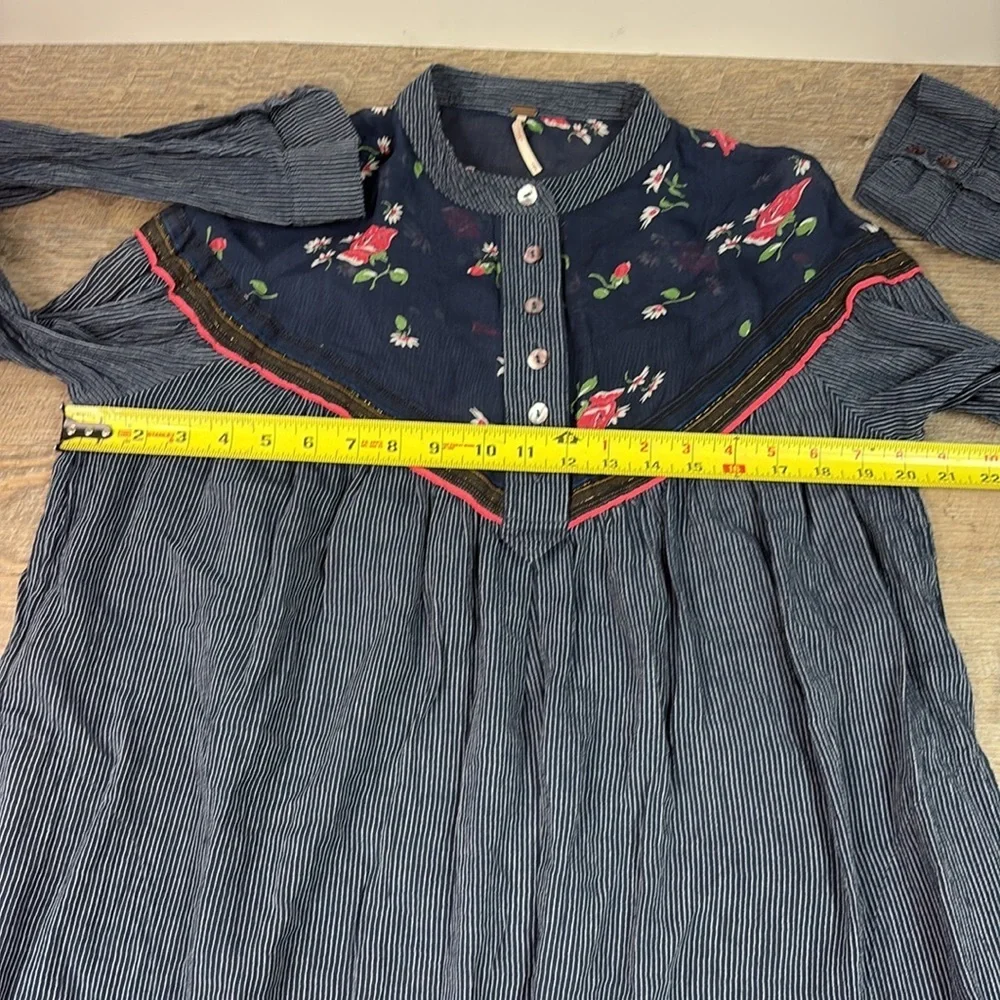 Free People Women’s Long Sleeve Floral Tunic Blouse Size Small